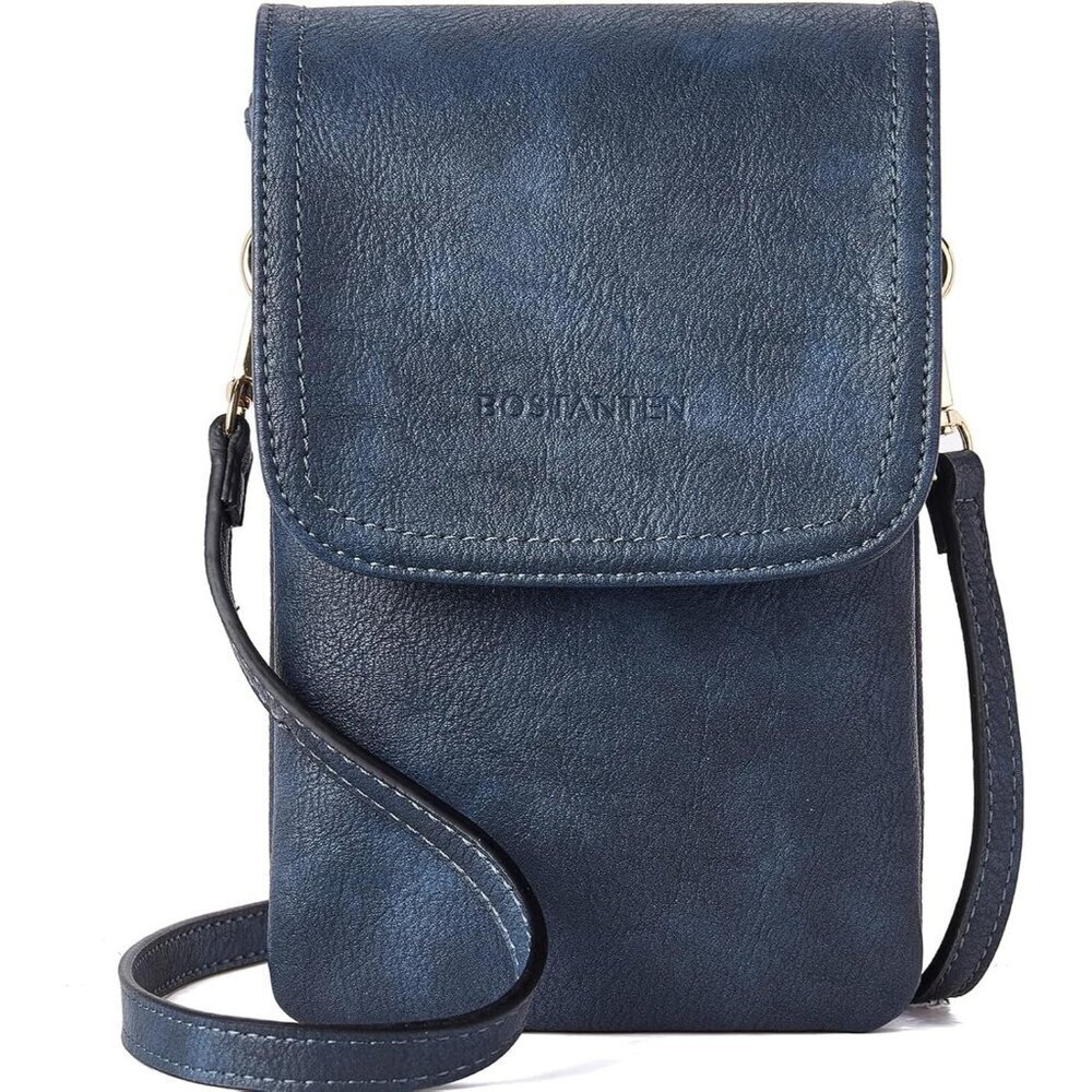 Women Navy Blue Imported Vegan Leather Adjustable Strap Small Crossbody Bags